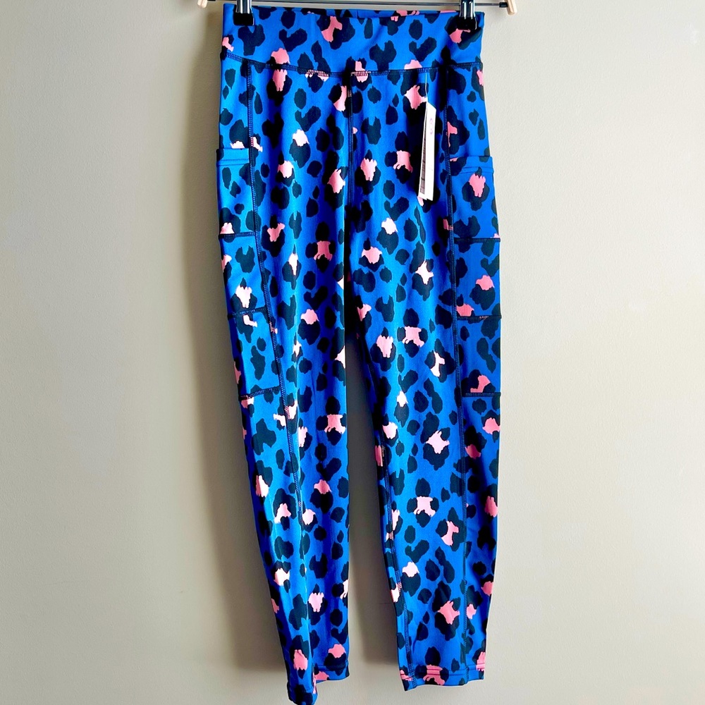 NWT Pop Fit Blue Pink Leopard Leggings